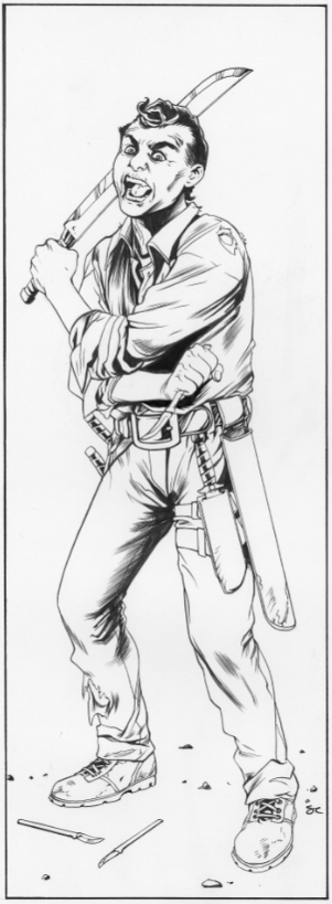 Illustration of the Laughing Man by Steven Cummings